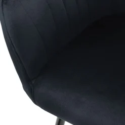 Esszimmerstühle mit Rücken- & Armlehne 2er Set Schwarz mit Samtbezug und Metallbeinen ML-Design