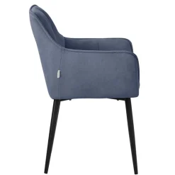 Esszimmerstuhl Blau aus Frotteestoff mit dickem gepolsterter Sitz ML-Design