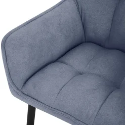 Esszimmerstuhl Blau aus Frotteestoff mit dickem gepolsterter Sitz ML-Design