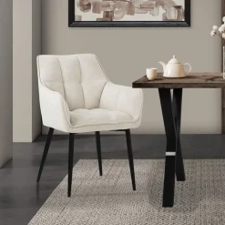 Esszimmerstuhl Creme aus Frotteestoff mit gepolstertem Sitz ML-Design