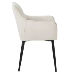 Esszimmerstuhl Creme aus Frotteestoff mit gepolstertem Sitz ML-Design