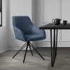 Esszimmerstuhl drehbar Blau aus Textil Webstoff Küchenstuhl mit Rücken- und Armlehne ML-Design
