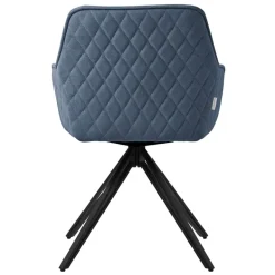 Esszimmerstuhl drehbar Blau aus Textil Webstoff Küchenstuhl mit Rücken- und Armlehne ML-Design