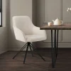 Esszimmerstuhl drehbar Creme aus Textil Webstoff mit Rücken- und Armlehne ML-Design