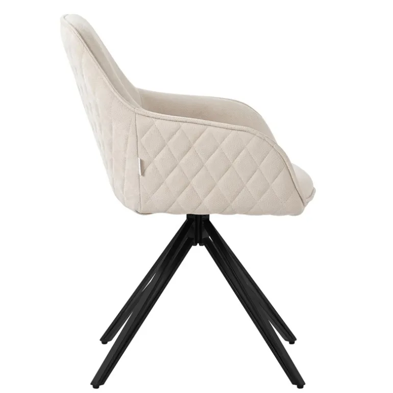 Esszimmerstuhl drehbar Creme aus Textil Webstoff mit Rücken- und Armlehne ML-Design