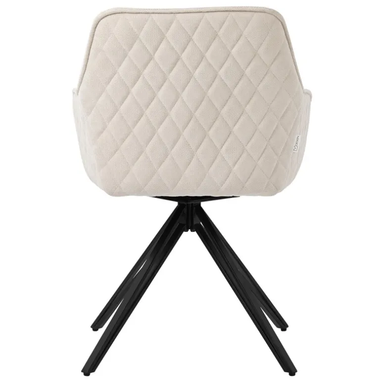 Esszimmerstuhl drehbar Creme aus Textil Webstoff mit Rücken- und Armlehne ML-Design