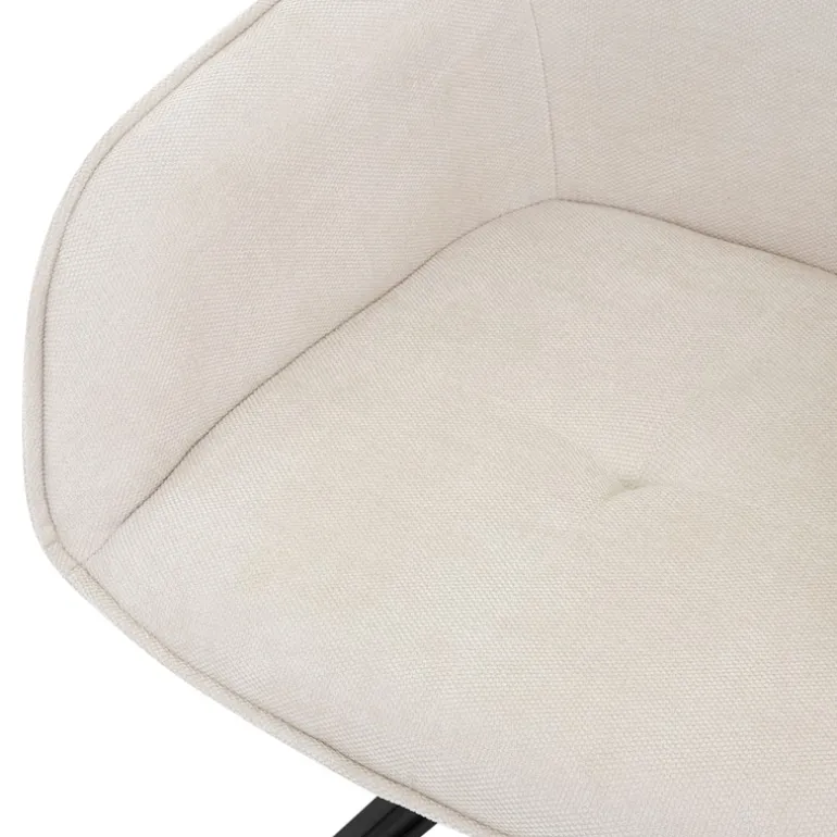 Esszimmerstuhl drehbar Creme aus Textil Webstoff mit Rücken- und Armlehne ML-Design