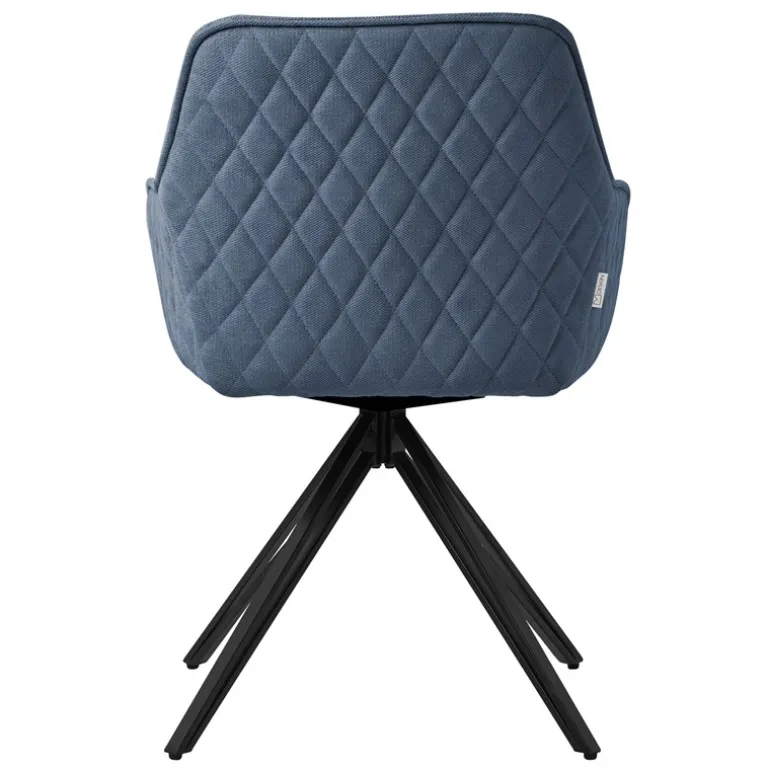 Esszimmerstuhl drehbar 6er Set Blau aus Textil Webstoff Küchenstuhl mit Rücken- und Armlehne ML-Design