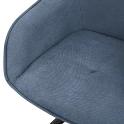 Esszimmerstuhl drehbar 6er Set Blau aus Textil Webstoff Küchenstuhl mit Rücken- und Armlehne ML-Design