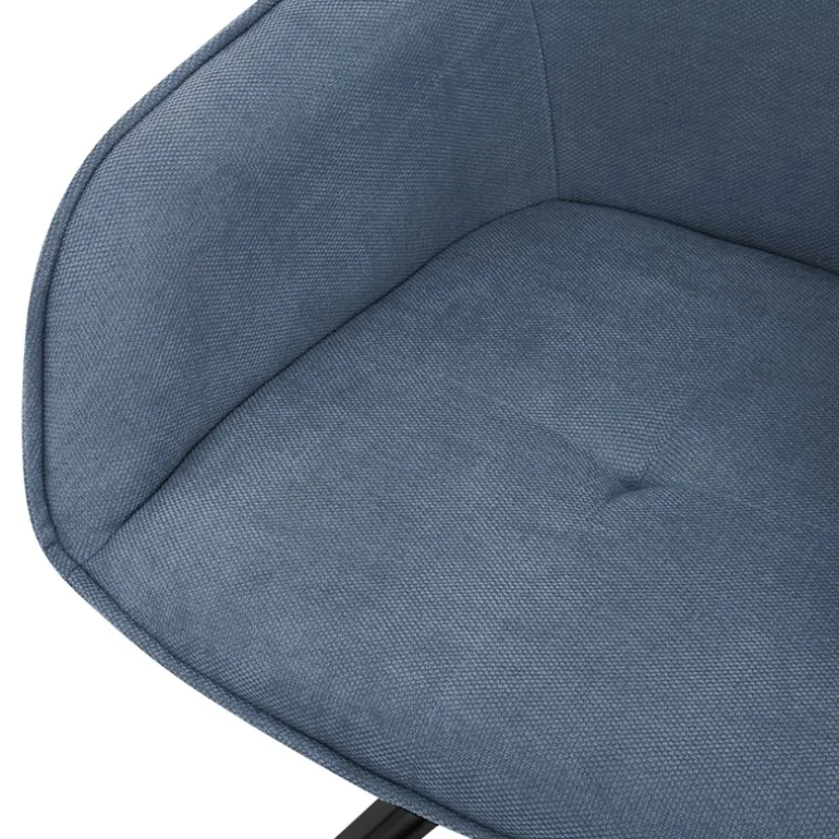 Esszimmerstuhl drehbar 6er Set Blau aus Textil Webstoff Küchenstuhl mit Rücken- und Armlehne ML-Design