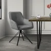 Esszimmerstuhl drehbar Grau aus Textil Webstoff mit Rücken- und Armlehne ML-Design