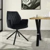 Esszimmerstuhl drehbar mit Rücken- und Armlehnen Schwarz Küchenstuhl mit Microfaser-Samtbezug ML-Design