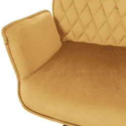 Esszimmerstuhl drehbar mit Rücken- und Armlehnen Senfgelb Küchenstuhl mit Microfaser-Samtbezug ML-Design