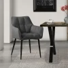 Esszimmerstuhl Dunkelgrau aus Frotteestoff mit dickem gepolsterter Sitz ML-Design