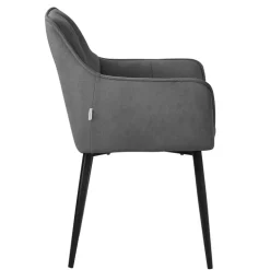 Esszimmerstuhl Dunkelgrau aus Frotteestoff mit dickem gepolsterter Sitz ML-Design