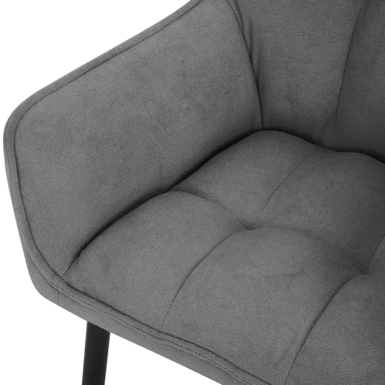 Esszimmerstuhl Dunkelgrau aus Frotteestoff mit dickem gepolsterter Sitz ML-Design