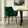 Esszimmerstuhl Dunkelgrün aus Frotteestoff mit dickem gepolsterter Sitz ML-Design