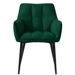 Esszimmerstuhl Dunkelgrün aus Frotteestoff mit dickem gepolsterter Sitz ML-Design