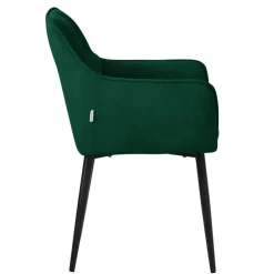 Esszimmerstuhl Dunkelgrün aus Frotteestoff mit dickem gepolsterter Sitz ML-Design