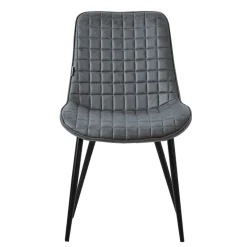 Esszimmerstuhl 2er Set Anthrazit mit Kunstlederbezug und Stahlbeinen Küchenstuhl mit Rückenlehne ML-Design