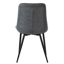 Esszimmerstuhl 2er Set Anthrazit mit Kunstlederbezug und Stahlbeinen Küchenstuhl mit Rückenlehne ML-Design