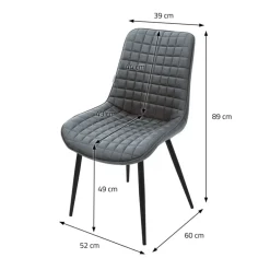 Esszimmerstuhl 2er Set Anthrazit mit Kunstlederbezug und Stahlbeinen Küchenstuhl mit Rückenlehne ML-Design