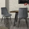 Esszimmerstuhl 2er Set Anthrazit mit Samtbezug und Stahlbeinen Küchenstuhl mit Rückenlehne ML-Design