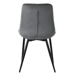 Esszimmerstuhl 2er Set Anthrazit mit Samtbezug und Stahlbeinen Küchenstuhl mit Rückenlehne ML-Design