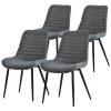 Esszimmerstuhl 4er Set Anthrazit mit Kunstlederbezug und Stahlbeinen Küchenstuhl mit Rückenlehne ML-Design