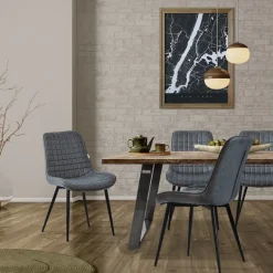 Esszimmerstuhl 4er Set Anthrazit mit Kunstlederbezug und Stahlbeinen Küchenstuhl mit Rückenlehne ML-Design