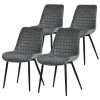 Esszimmerstuhl 4er Set Anthrazit mit Samtbezug und Stahlbeinen Küchenstuhl mit Rückenlehne ML-Design
