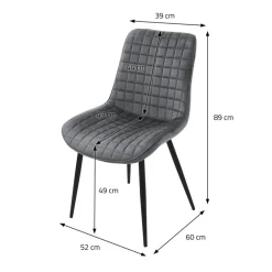 Esszimmerstuhl 6er Set Anthrazit mit Samtbezug und Stahlbeinen Küchenstuhl mit Rückenlehne ML-Design