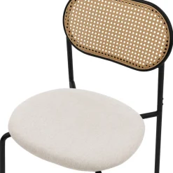 Esszimmerstuhl 2er Set Beige bis 120 kg Rattan Rückenlehne ML-Design