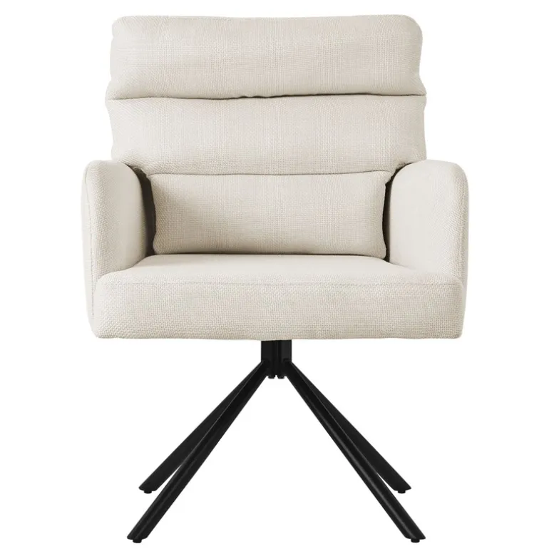Esszimmerstuhl 2er Set Beige drehbar mit abnehmbaren Rückenkissen gepolstert bis 120 Kilogramm