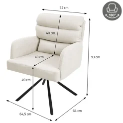 Esszimmerstuhl 2er Set Beige drehbar mit abnehmbaren Rückenkissen gepolstert bis 120 Kilogramm
