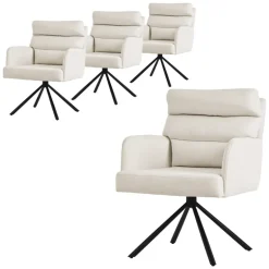 Esszimmerstuhl 4er Set Beige drehbar mit abnehmbaren Rückenkissen gepolstert bis 120 Kilogramm