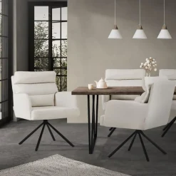 Esszimmerstuhl 4er Set Beige drehbar mit abnehmbaren Rückenkissen gepolstert bis 120 Kilogramm