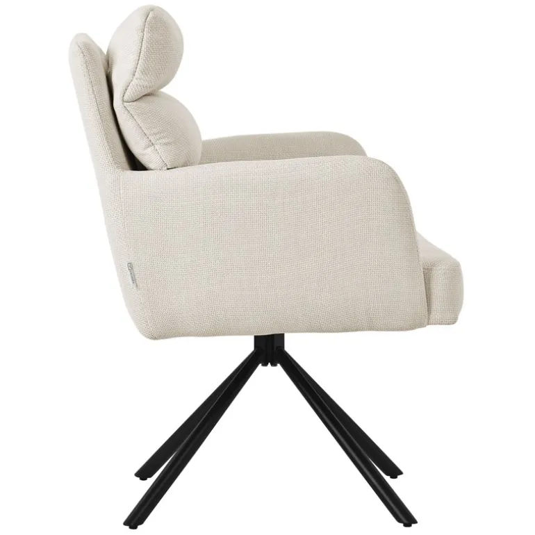 Esszimmerstuhl 6er Set Beige drehbar mit abnehmbaren Rückenkissen gepolstert bis 120 Kilogramm