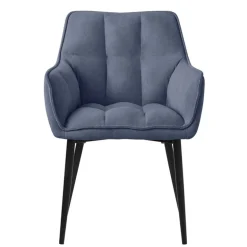 Esszimmerstuhl 2er Set Blau aus Frotteestoff mit dickem gepolsterter Sitz ML-Design