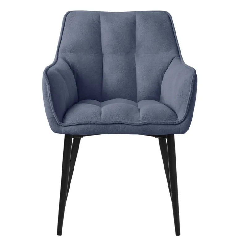 Esszimmerstuhl 2er Set Blau aus Frotteestoff mit dickem gepolsterter Sitz ML-Design