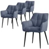 Esszimmerstuhl 4er Set Blau aus Frotteestoff mit dickem gepolsterter Sitz ML-Design