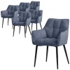 Esszimmerstuhl 6er Set Blau aus Frotteestoff mit dickem gepolsterter Sitz ML-Design