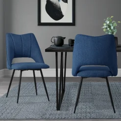 Esszimmerstuhl 2er Set Blau gepolstert inkl. Montagematerial Polsterstuhl Küchenstuhl ML-Design