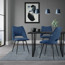 Esszimmerstuhl 2er Set Blau gepolstert inkl. Montagematerial Polsterstuhl Küchenstuhl ML-Design