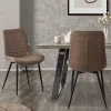 Esszimmerstuhl 2er Set Braun mit Kunstlederbezug und Stahlbeinen Küchenstuhl mit Rückenlehne ML-Design