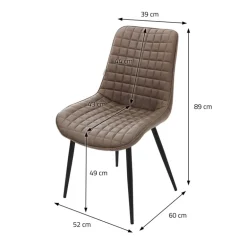 Esszimmerstuhl 2er Set Braun mit Kunstlederbezug und Stahlbeinen Küchenstuhl mit Rückenlehne ML-Design