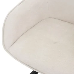 Esszimmerstuhl 2er Set drehbar Creme aus Textil Webstoff mit Rücken- und Armlehne ML-Design