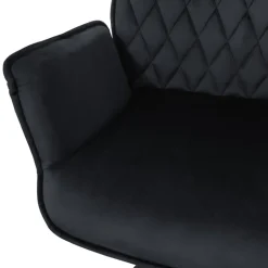 Esszimmerstuhl 2er Set drehbar mit Rücken- und Armlehnen Schwarz Küchenstuhl mit Microfaser-Samtbezug ML-Design