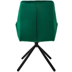 Esszimmerstuhl 6er Set drehbar mit Rücken- und Armlehnen Dunkelgrün Küchenstuhl mit Microfaser-Samtbezug ML-Design