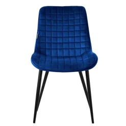 Esszimmerstuhl 2er Set Dunkelblau mit Samtbezug und Stahlbeinen Küchenstuhl mit Rückenlehne ML-Design